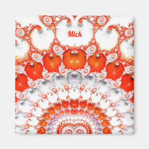 MICK ~ Abstrakt Mönster ~ Red Orange White~ Magnet