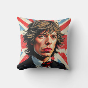 Mick Jagger Rolling Stones framför en Union Jac Kudde