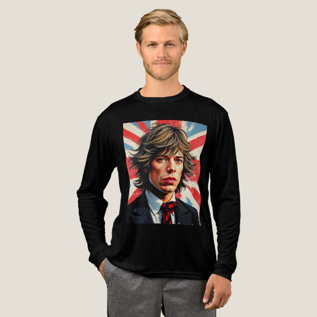 Mick Jagger Rolling Stones framför en Union Jac T Shirt (Hel framsida)