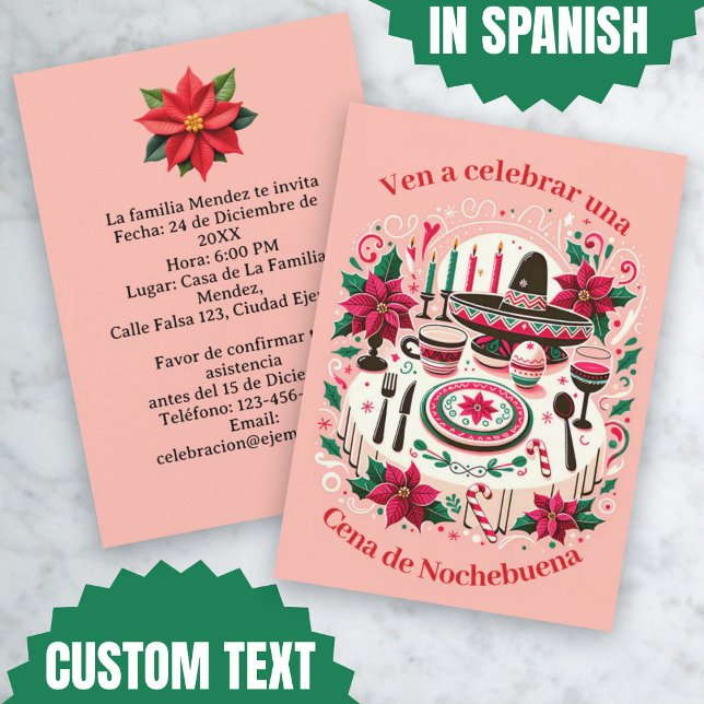Mickación Cena de Nochebuena Spanska Inbjudningar (Invitación Cena de Nochebuena Spanish Invitation)