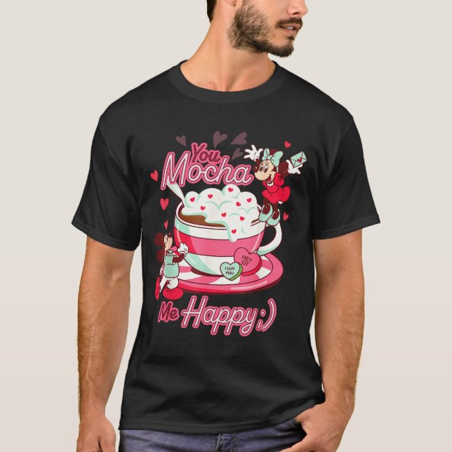 Mickey &amp; Minnie Valentine's Day You Mocha Me H T Shirt (Framsida)