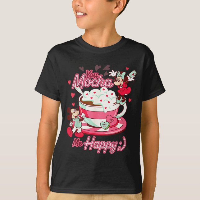 Mickey &amp; Minnie Valentine's Day You Mocha Me H T Shirt (Framsida)