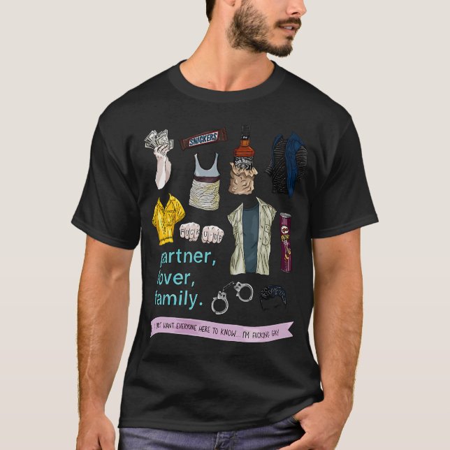 Mickey Milkovich saker Flatlay - färg T Shirt (Framsida)