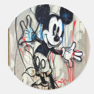 Mickey Mouse Graffiti Art Gatukonst Måla Runt Klistermärke