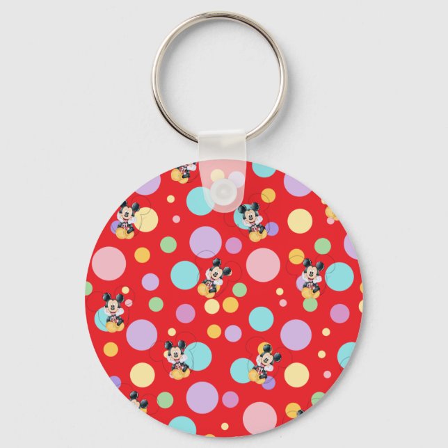 Mickey Mouse Polka Dot  red Baby Shower Nyckelring (Framsida)