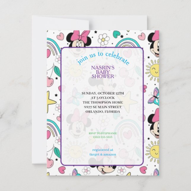 Mickey Mouse prickig baby shower Inbjudningar (Framsida)