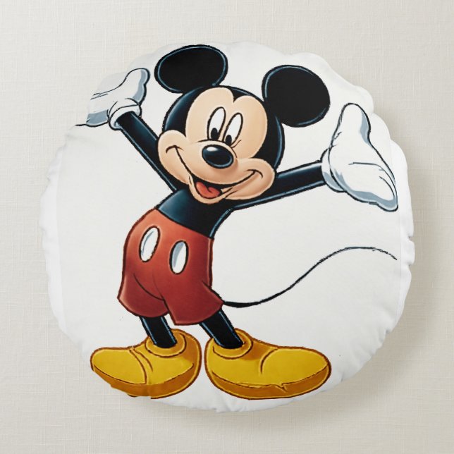 Mickey Mouse Pumpa Karaktär – Halloween Tecknad Fi Rund Kudde (Framsidan)