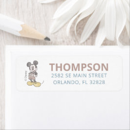Mickey Mouse Watercolor Birthday Returadress Etikett