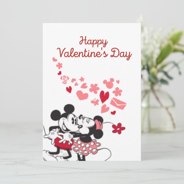 Mickey och Minnie Valentine Julkort (Stående Fram)