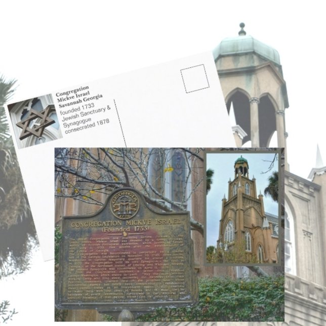 Mickve Israel-synagogan Savannah GA Vykort (Skapare uppladdad)