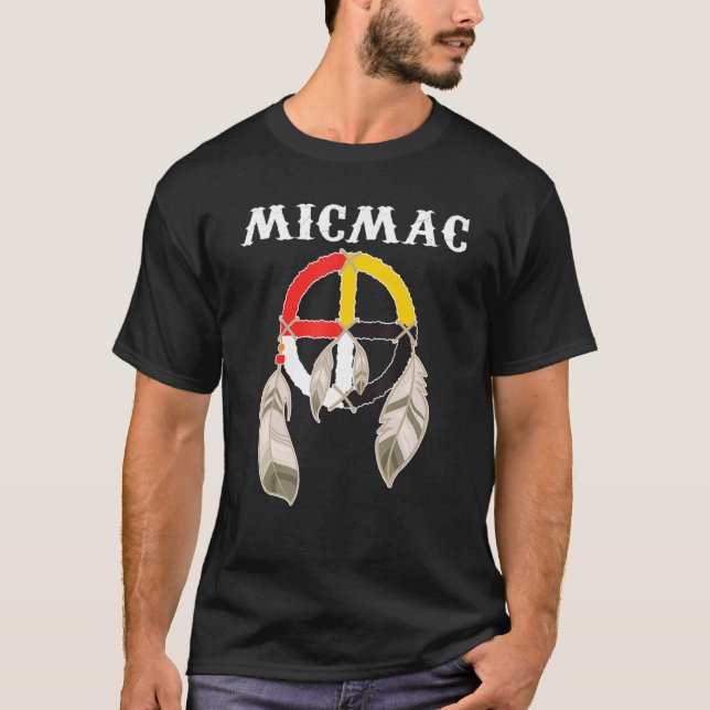 Micmac Mi'kmaq Nation Indian Tribe Medicine Wheel T Shirt (Framsida)
