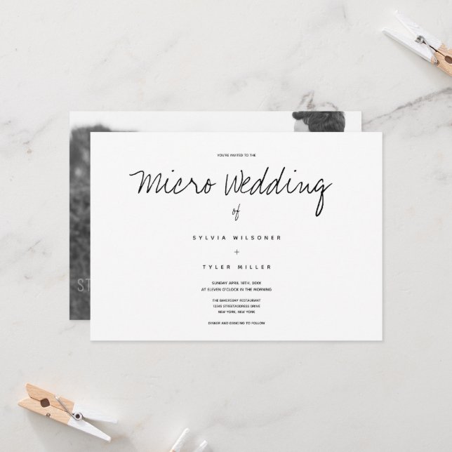 Micro Bröllop Photo Black White Vågrät (Fram/Back In Situ)