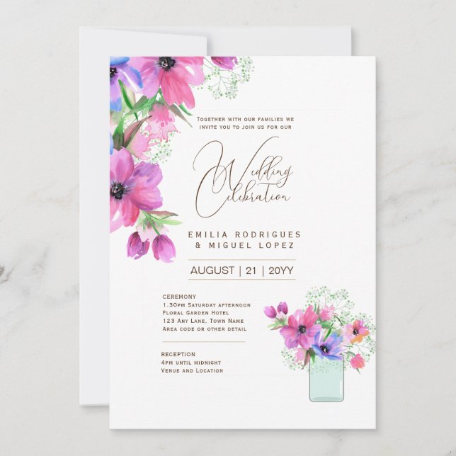 Micro Garden Wedding Theme Söt Blommigt sommar Inbjudningar (Framsida)