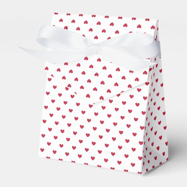 Micro Hearts Körsbärsröd - Vit Presentaskar (Framsidan Sidan)