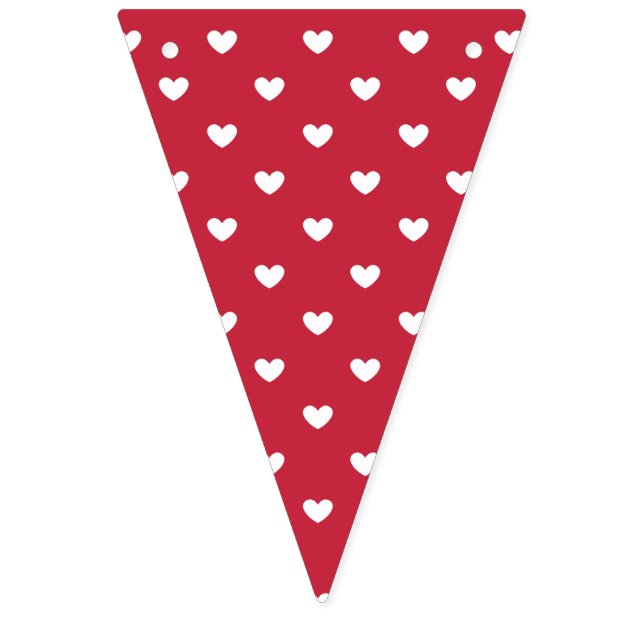 Micro Hearts Vita - Körsbärsröd Vimplar (Första flaggan)