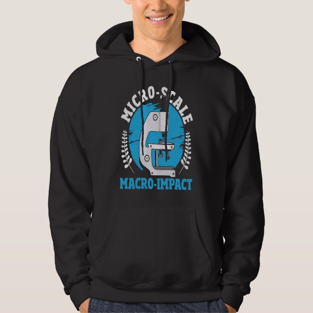 Micro Scale Macro Impact Microbiology Microbiologi Hoodie (Framsida)