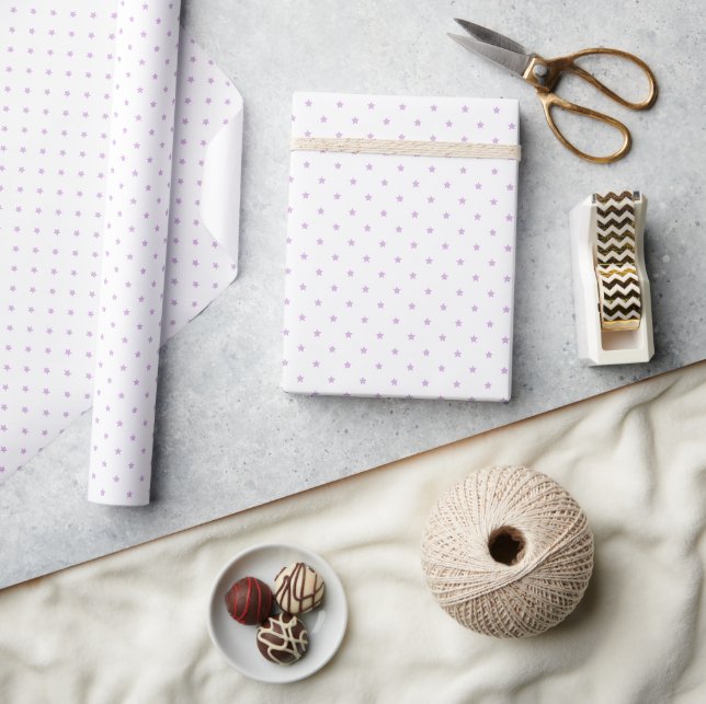 Micro Stars Soft Lilac - Vit Presentpapper (Hantverk)