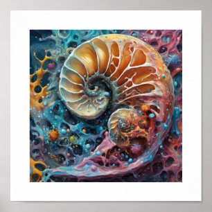 Microbial Nautilus Snäcka Poster
