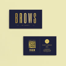 Microblading Brows QR-kod logotyp marinblå och gul