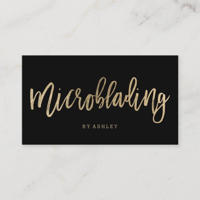 Microblading elegant guld- typografisvart visitkort (Framsida)