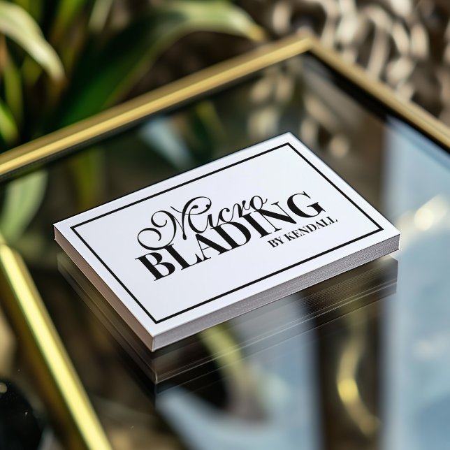 Microblading Eyebrow Permanent Makeup Black Gräns Visitkort (Perfect for business)