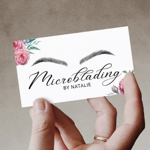 Microblading Eyebrows Beauty Salon Blommigt Visitkort