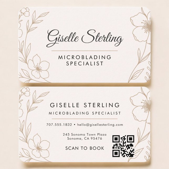 Microblading Floral QR Code Professional Visitkort (Skapare uppladdad)