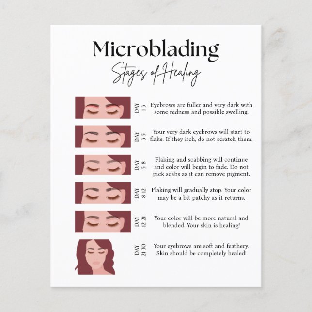 Microblading Läkningskort – Dubbelsidigt (Framsida)