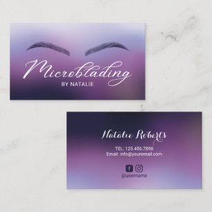 Microblading Lila Ombre Typography Beauty Salon Visitkort