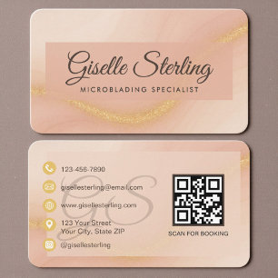 Microblading Neutral Beige Guld QR-kod Visitkort