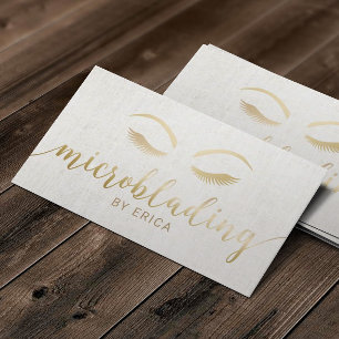 Microblading Ögonbryn Makeup Artist Gold Script Visitkort
