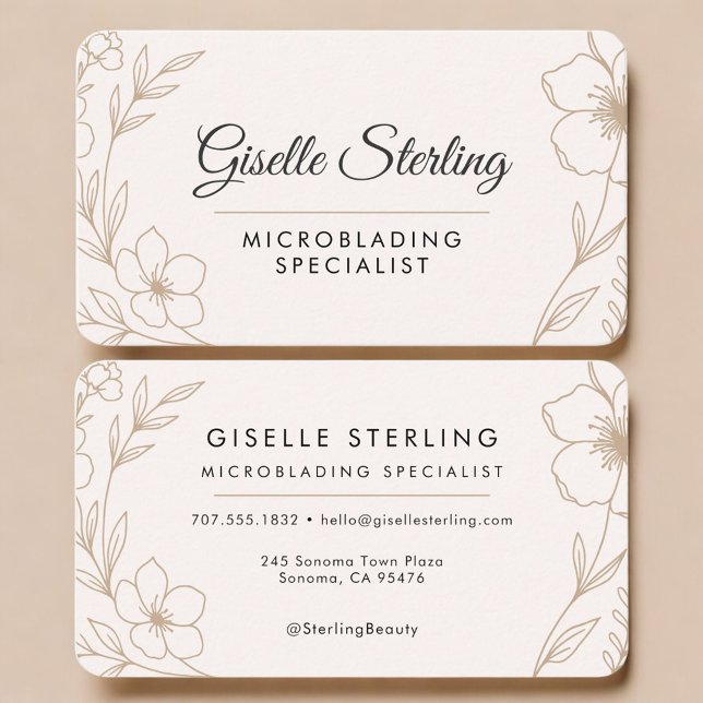 Microblading-specialist Botanisk Rodnad och Svart  Visitkort (Skapare uppladdad)