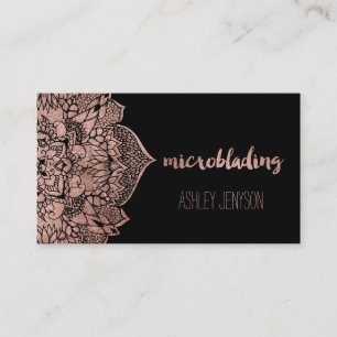 Microblading typografi för rosa guld- blom- visitkort