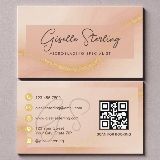 Microblading Watercolor QR Code Visitkort (Skapare uppladdad)