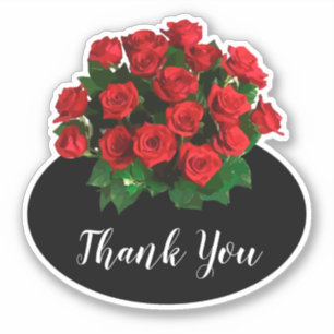 Microbröllop Röd ros Bouquet Tack Stickers Klistermärken