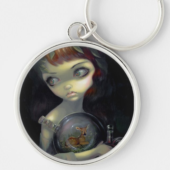 "Microcosm: Lisma" Keychain Rund Silverfärgad Nyckelring (Framsidan)