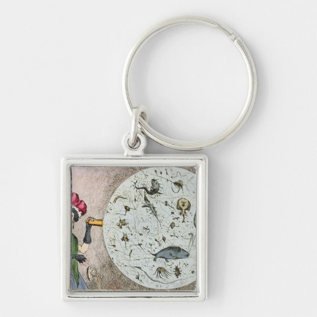 Microcosm som är hängiven till det London vatten Fyrkantig Silverfärgad Nyckelring (Framsidan)