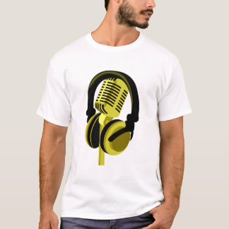 microfono con auriculares locutor t shirt