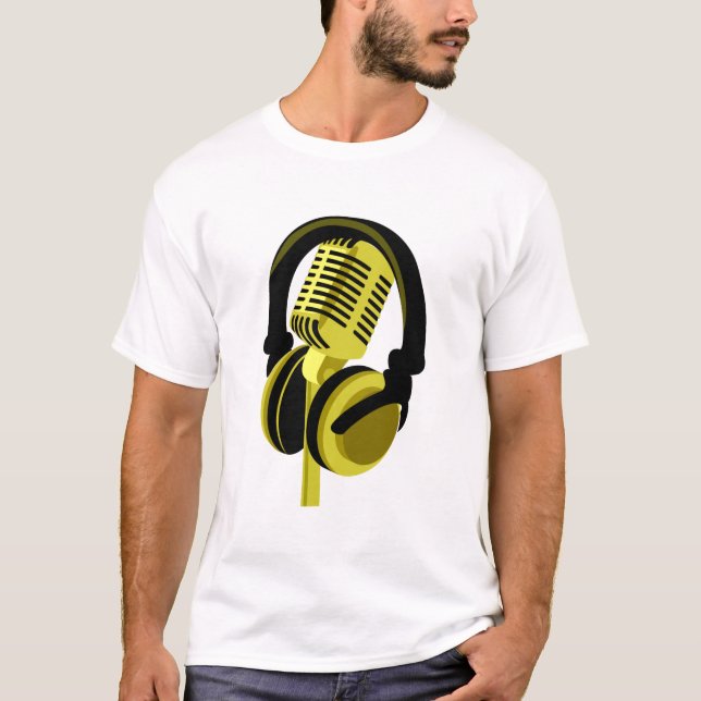 microfono con auriculares locutor t shirt (Framsida)