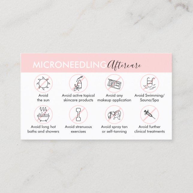 Microneedling Eftervårdsinstruktioner Visitkort (Baksida)