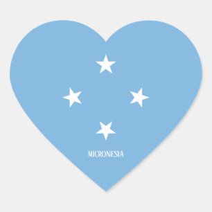 Micronesia Flagga Splendid Patriotic Hjärtformat Klistermärke