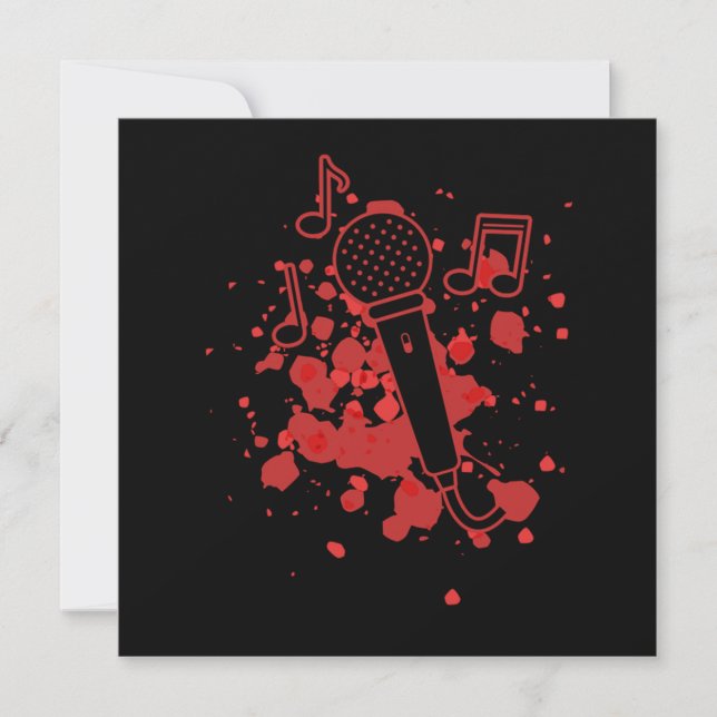 Microphone Musik noter Singing Musician Karaoke Gi Inbjudningar (Framsida)