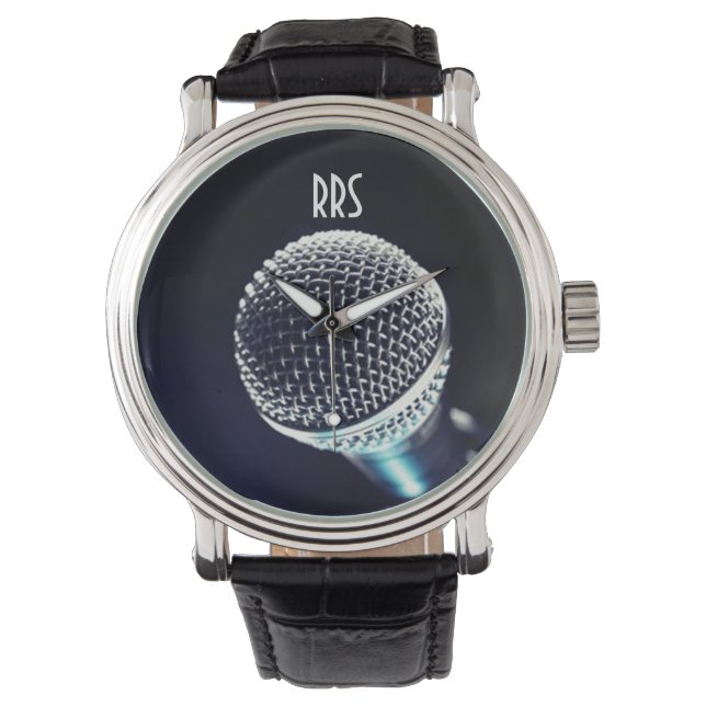 Microphone Personlig Monogram Singers Watch Armbandsur (Framsida)