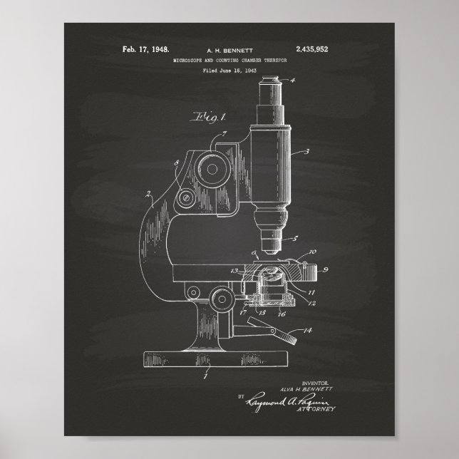 Microscope 1948 Patent Art Chalkboard Poster (Framsidan)