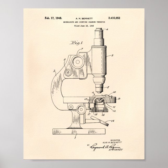 Microscope 1948 Patent Art Old Peper Poster (Framsidan)