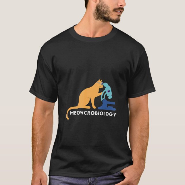 Microscope Bacteria Science Microbiology Cat T Shirt (Framsida)