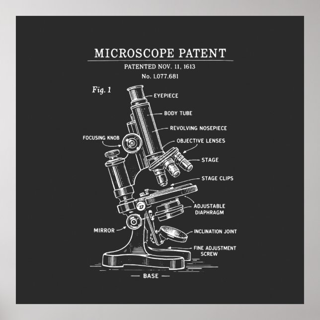 Microscope Blueprint patent Poster (Framsidan)