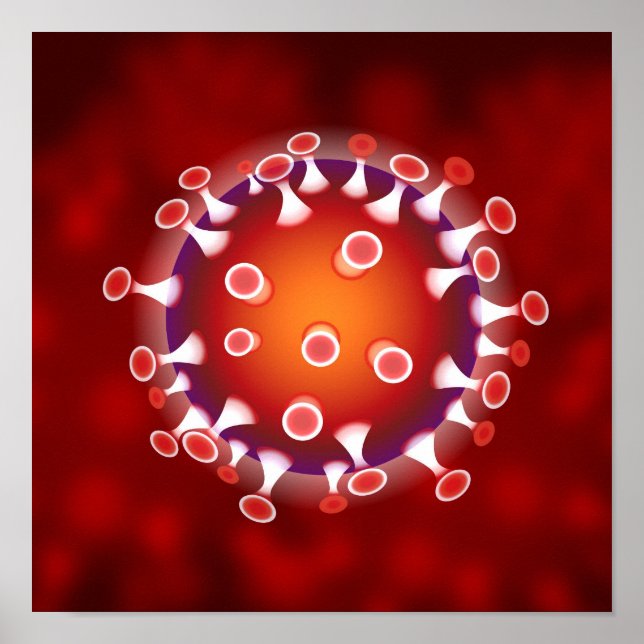 Microscopic Corona Virus Science Red Biology Poster (Framsidan)