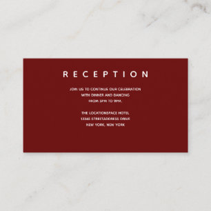 Microsoft Bröllop Burgundy Small Reception Info Tilläggskort