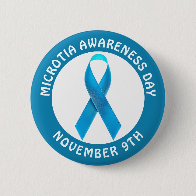 Microtia Blå medvetandedag band Knapp (Framsida)